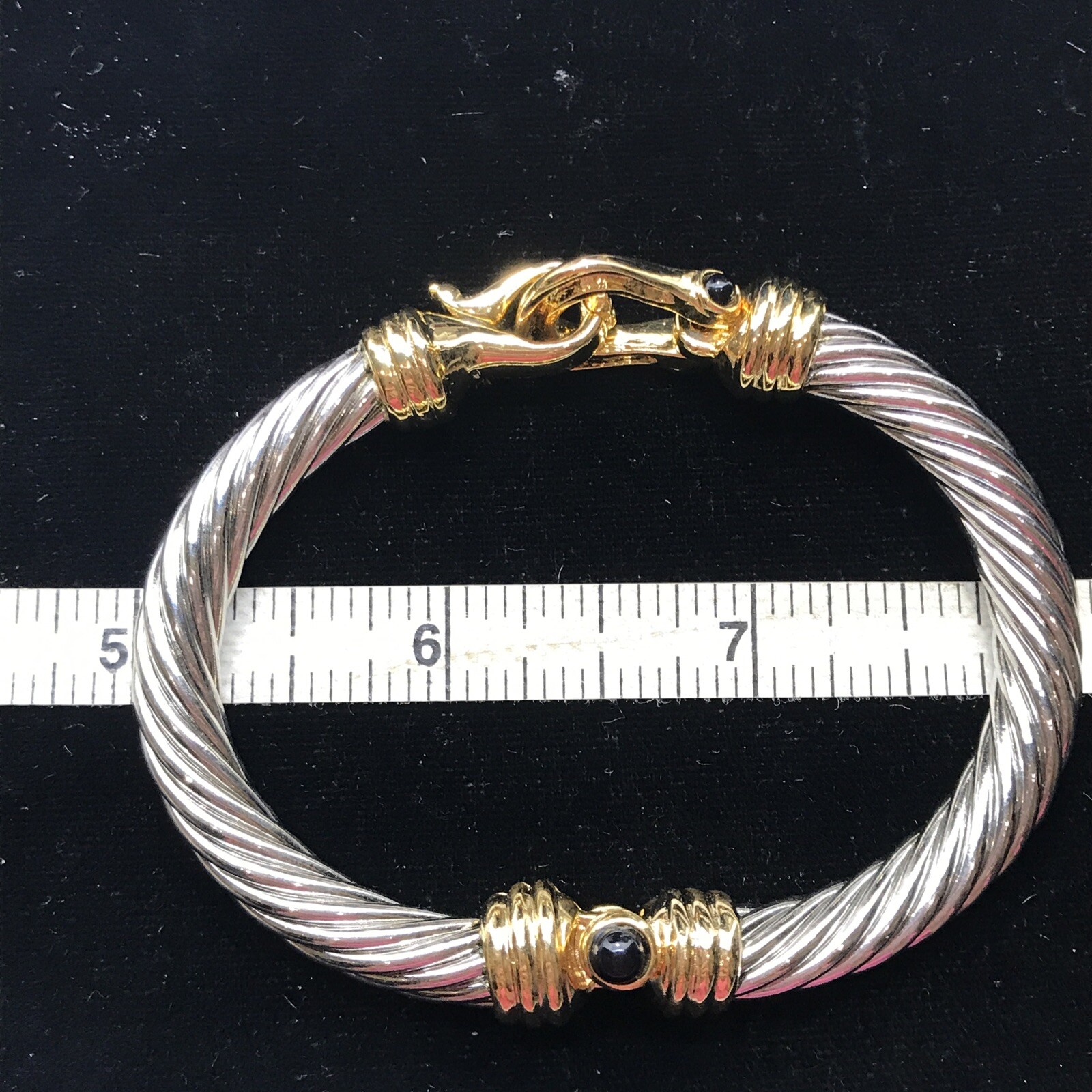 VTG Twisted Cable Renaissance Revival Black Cabochon’s Buckel Design Bracelet