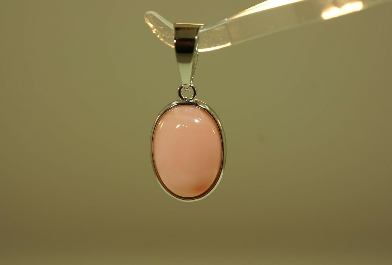 11.5MM SOLID 925 SILVER 10X14MM 4.0CTS GENUINE NATURAL OVAL PINK CORAL PENDANT