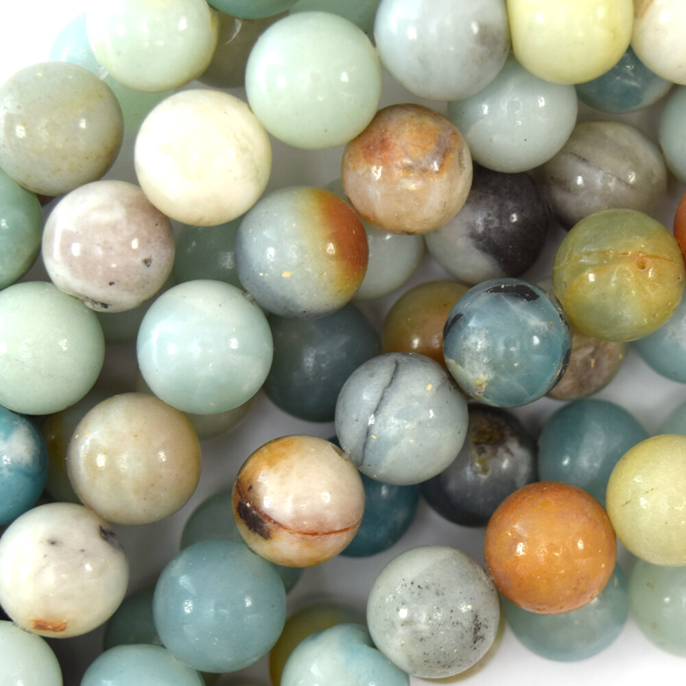 Natural Multicolor Amazonite Round Beads 15″ Strand 4mm 6mm 8mm 10mm 12mm