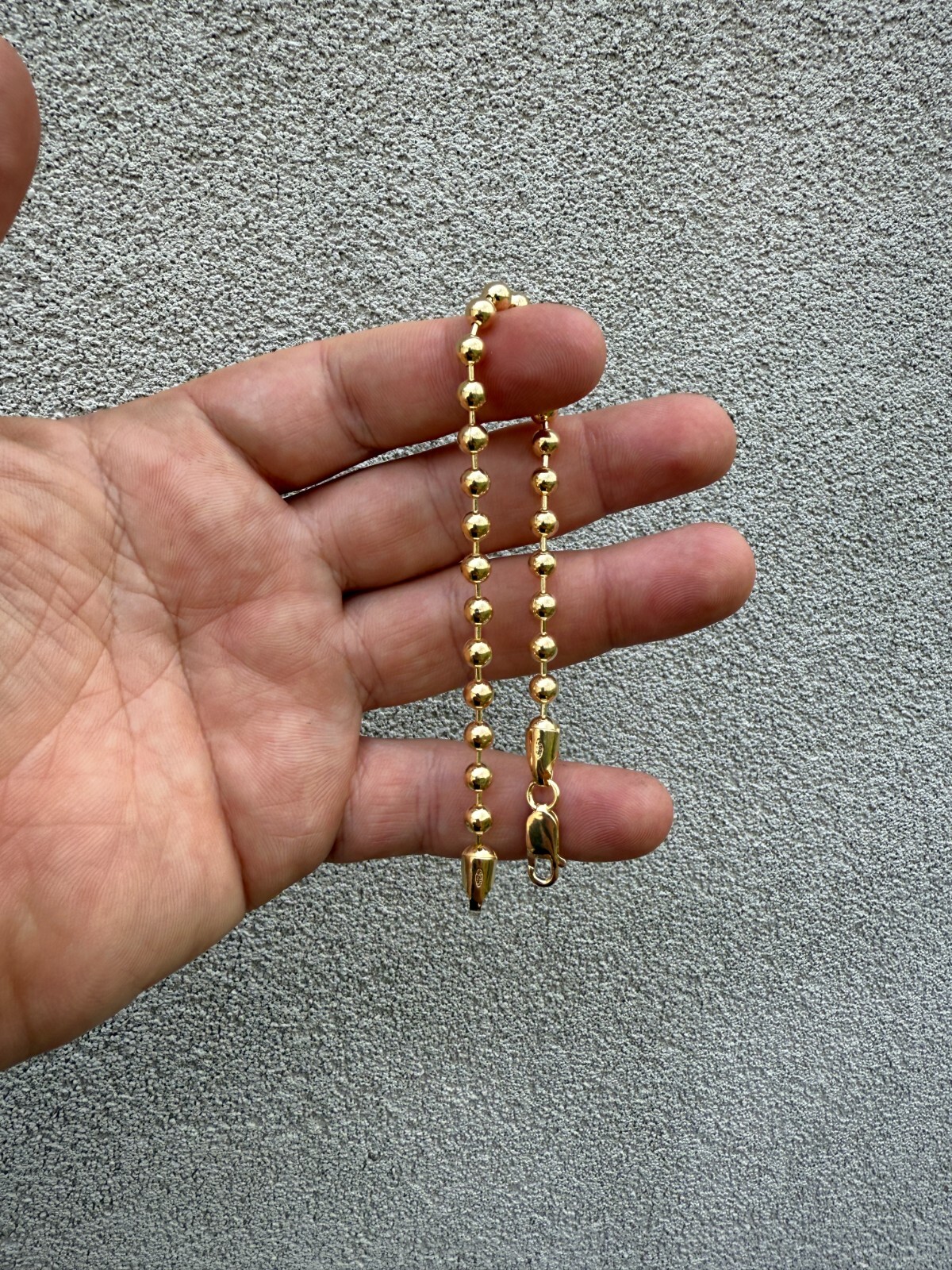 Men’s Solid 14k Gold Over 925 Silver Ball Bead Bracelet 5mm Thick Beads – 8″