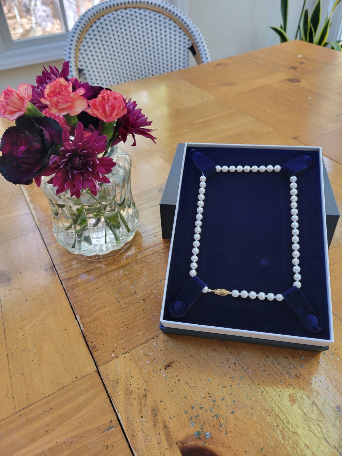 Blue Nile pearl necklace (6-6.5mm), 16 inch strand, 14k yellow gold clasp