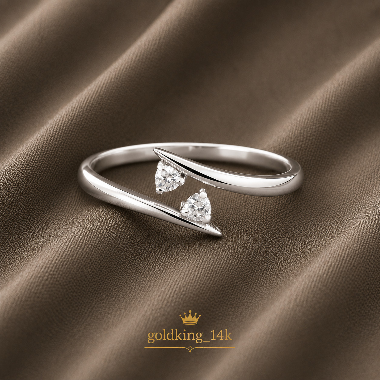 Adjustable Women’s 2 Simulated Diamond Toe Ring 14k White Gold Plated 925Silver