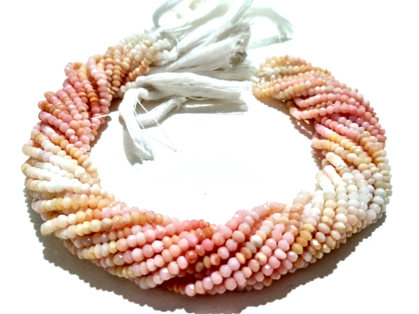 5 Strand Natural Pink Opal Shaded Rondelle Faceted 3-3.5mm Loose Beads 12″inch