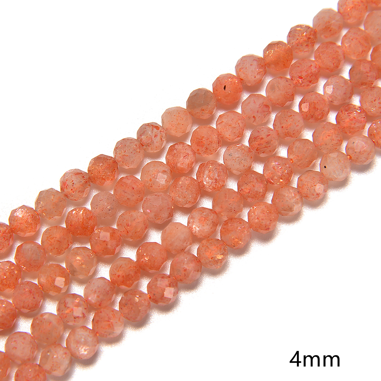 Natural Sunstone Lepidocrocite Faceted Round Beads 2.5mm 4mm 5mm 15.5″ Strand