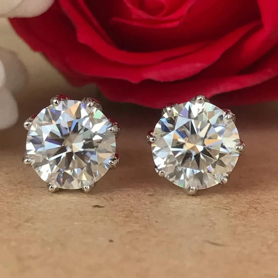 RARE 12.00 Ct Certified Round Diamond Earrings-Great luster-Free Tariffs.