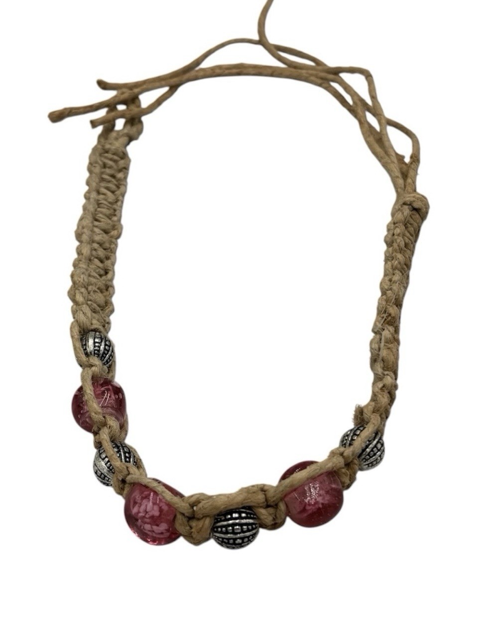 15.5” Handmade Thick Hemp 6.5” Adjustable Necklace W/ 8 Pendant