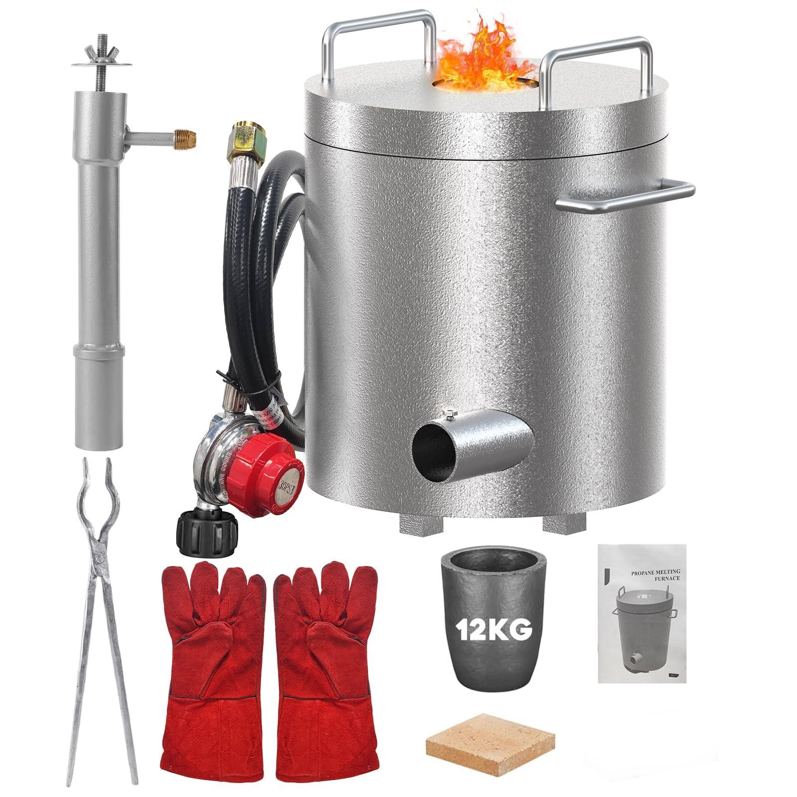 12KG Propane Melting Furnace Kit Metal Foundry Home Kilns 2700°F Casting Smelter