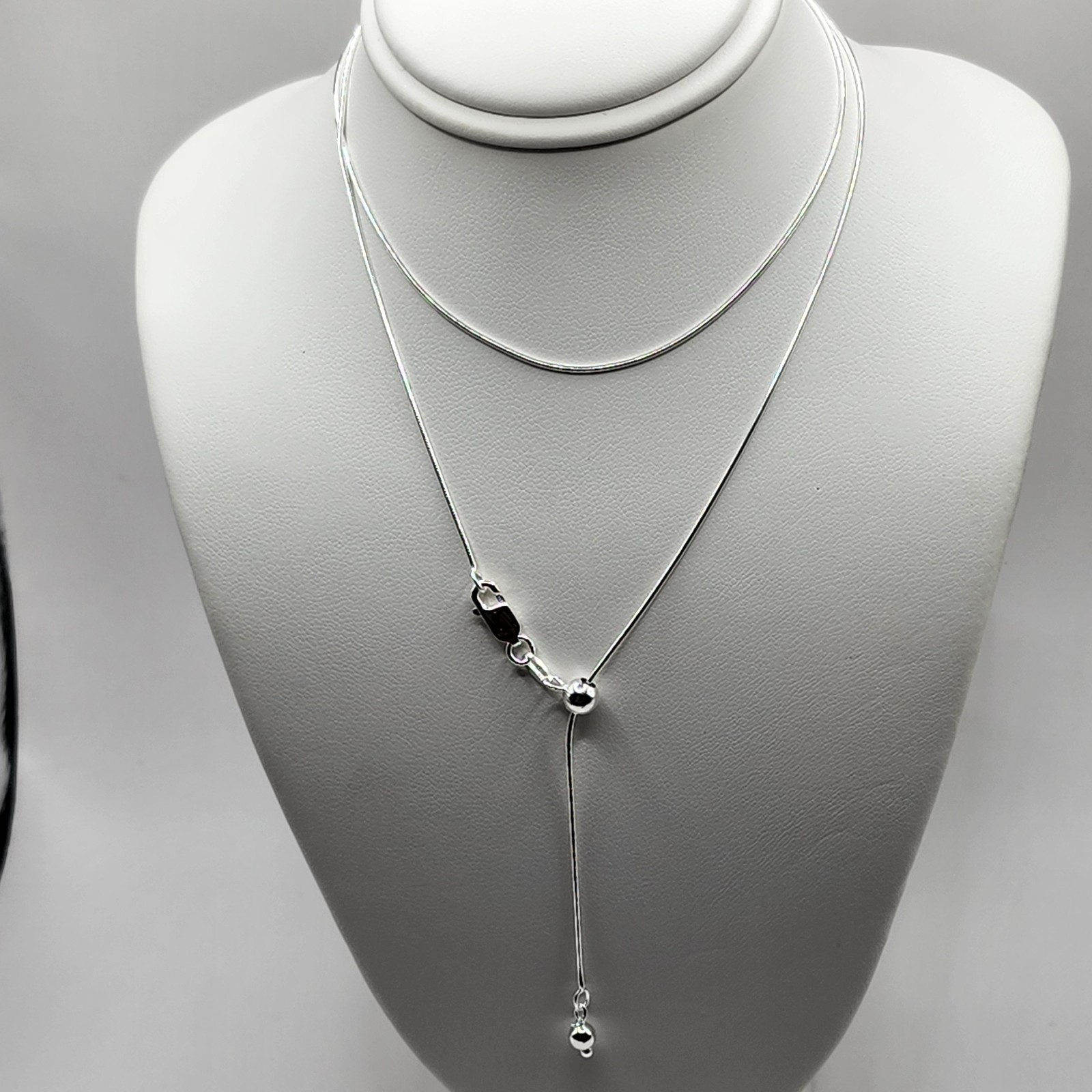 925 NEW Sterling Silver Chain- Ajustable Snake 15-22″ 1mm Width ~FREE SHIPPING