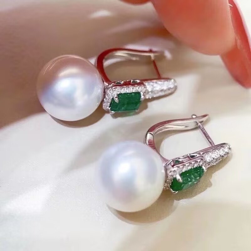 classic 10-11mm south sea round white pearl dangle earring 925s(t)