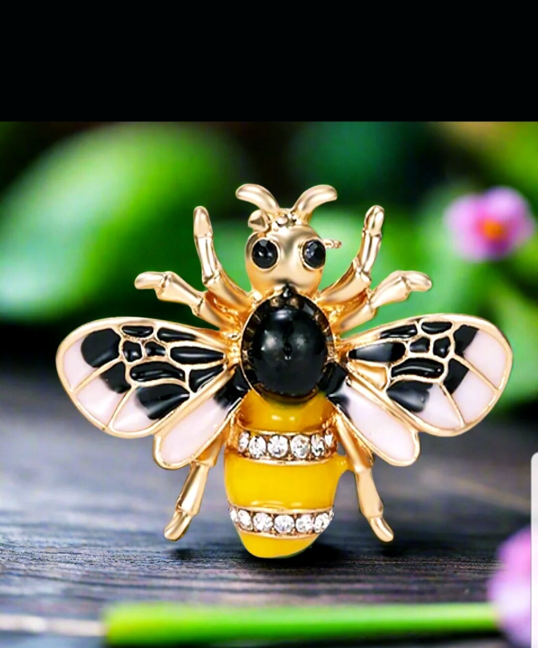 SMALL CUTE HONEY BEE INSECT BUG LAPEL BROOCH PIN~VINTAGE STYLE~RHINESTONE ENAMEL