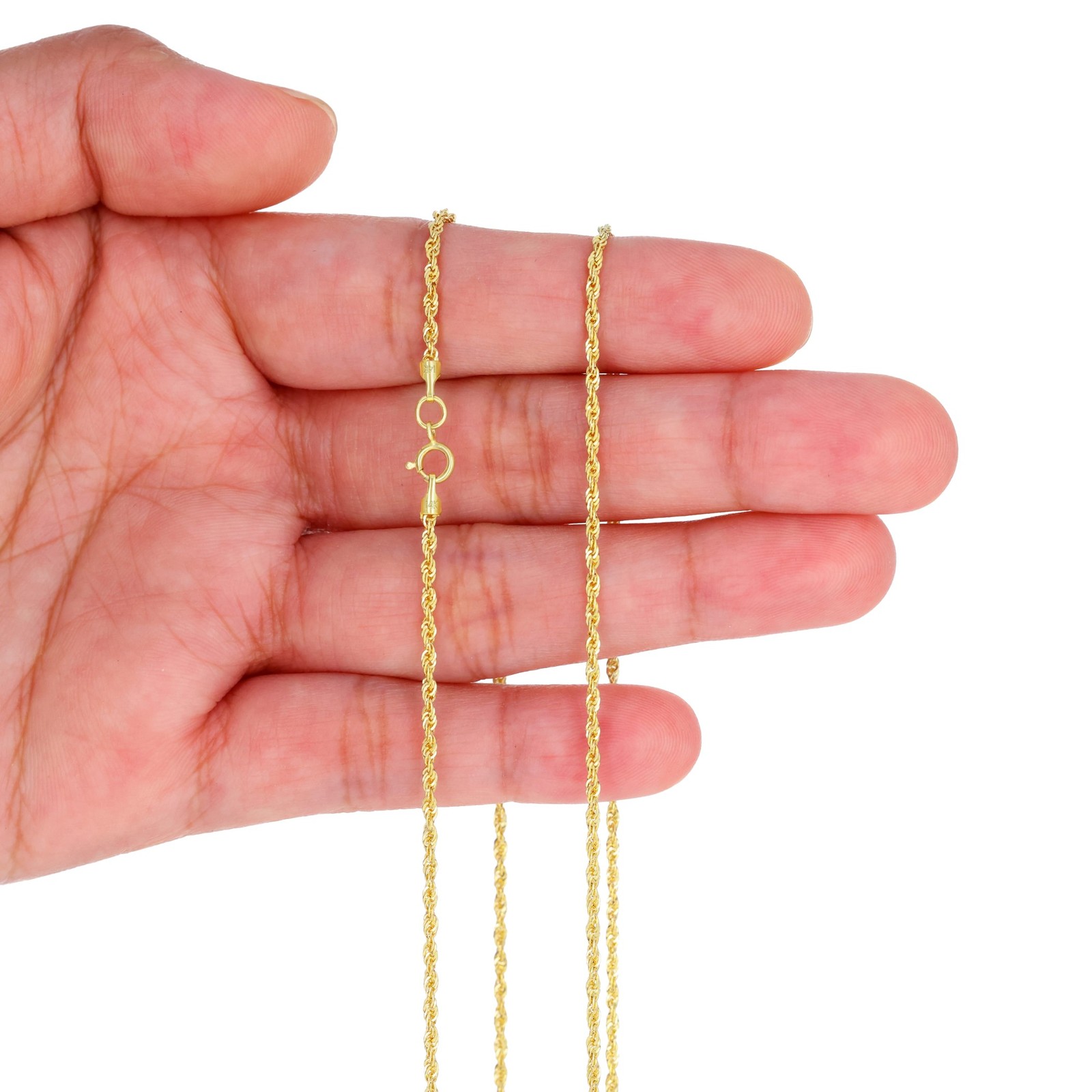 14K Yellow Gold 1mm-4mm Light Diamond Cut Rope Chain Necklace Men Women 16″- 30″