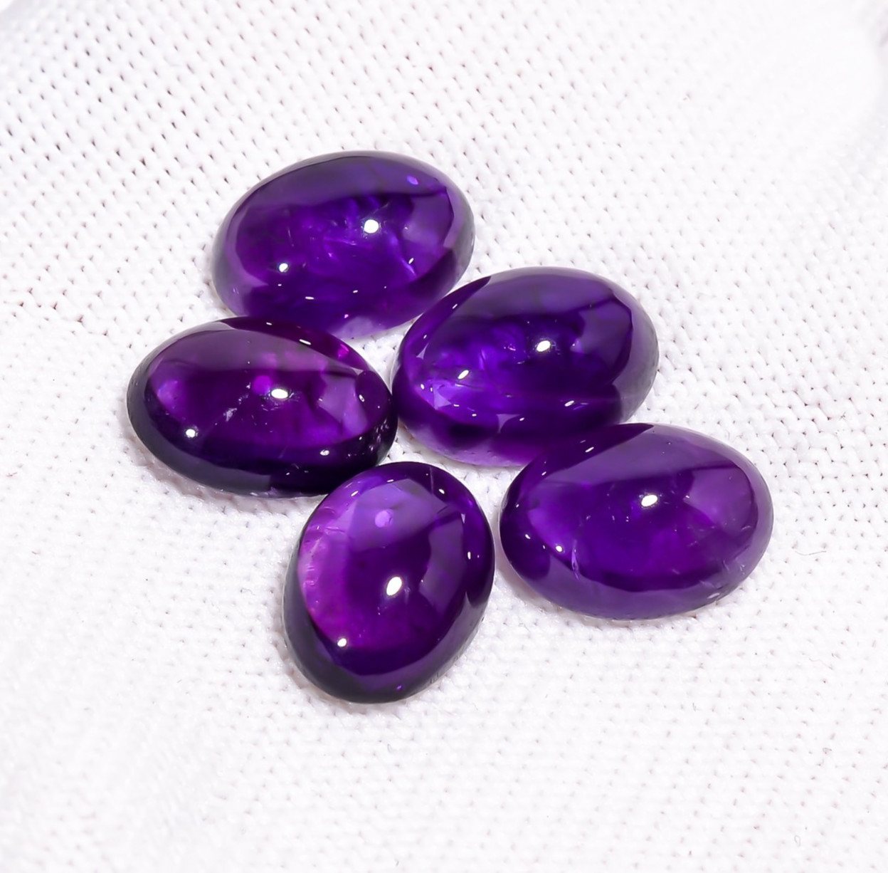 Natural purple Amethyst Oval Shape Gemstone Cabochon 5 Pc Lot 33 Cts 14X10X5 mm