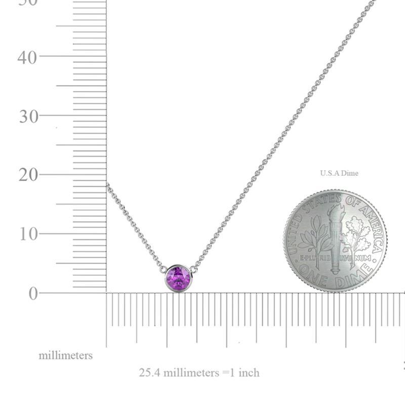 Round Amethyst 4.00 mm Bezel Set Womens Solitaire Pendant Necklace JP:191534