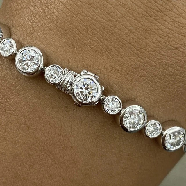 12.00 Ct Round Cut Lab Created Diamond Tennis Bracelet 14K White Gold Plated