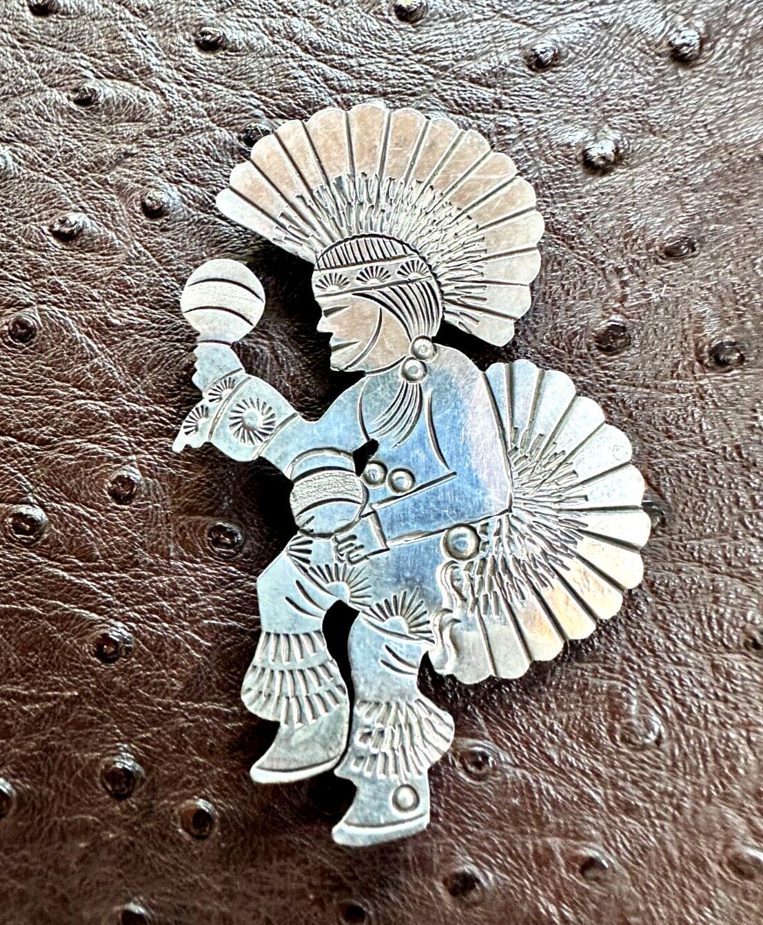 Dancing Kachina Navajo BECENTI Native American Sterling Silver Pin Vintage #2