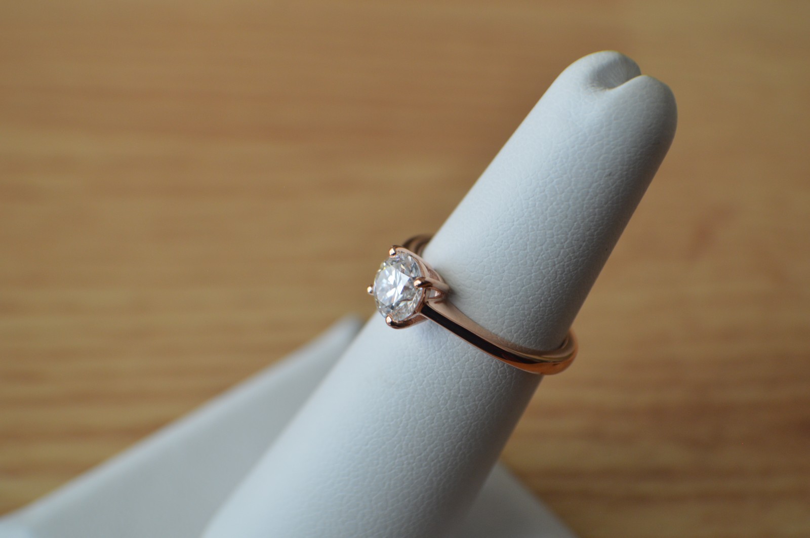 0.75ct Moissanite Solitaire Ring 18k Rose Gold Plated over Fine Silver Size 5
