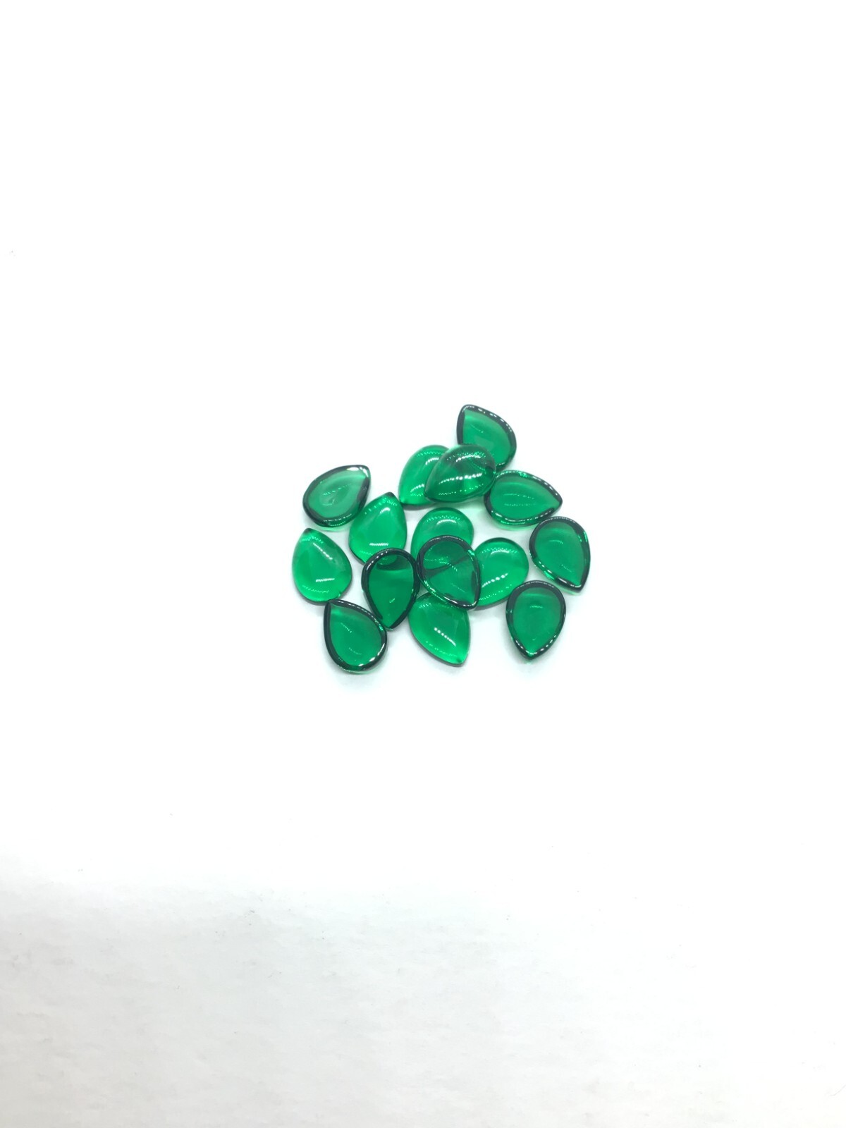 AAA Green Emerald Pear Flat Back Cabochon Synthetic Loose Gemstone Calibrated