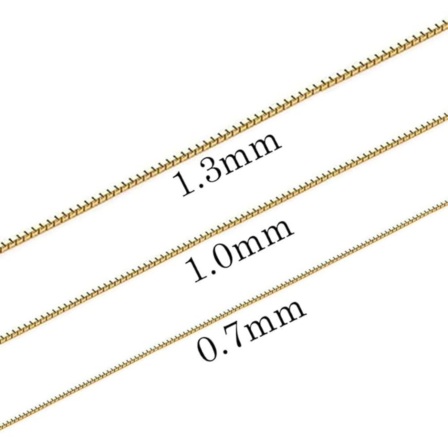 14K Yellow/White/Rose Gold Solid Box Link Chain 0.7/1.0/1.3 / 2mm Necklace wi…