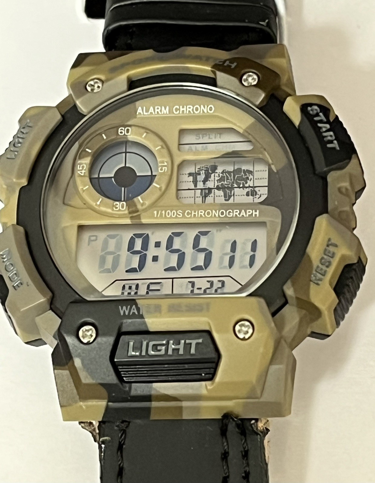 George Alarm-Stopwatch Digital Camo Resin Watch Alarm Chrono Backlight Box New
