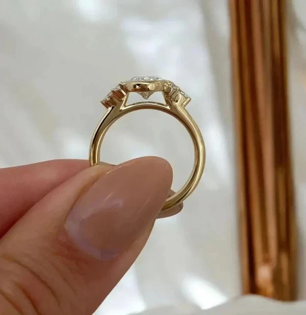 2 Ct Oval Cut Lab-Created Diamond Wedding Ring 14K Yellow Gold Finish