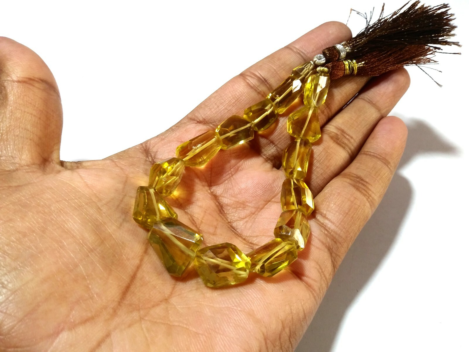 1 Strand Natural Lemon Topaz Nuggets Step Cut Faceted 8×11-12x15mm Beads 8″inch