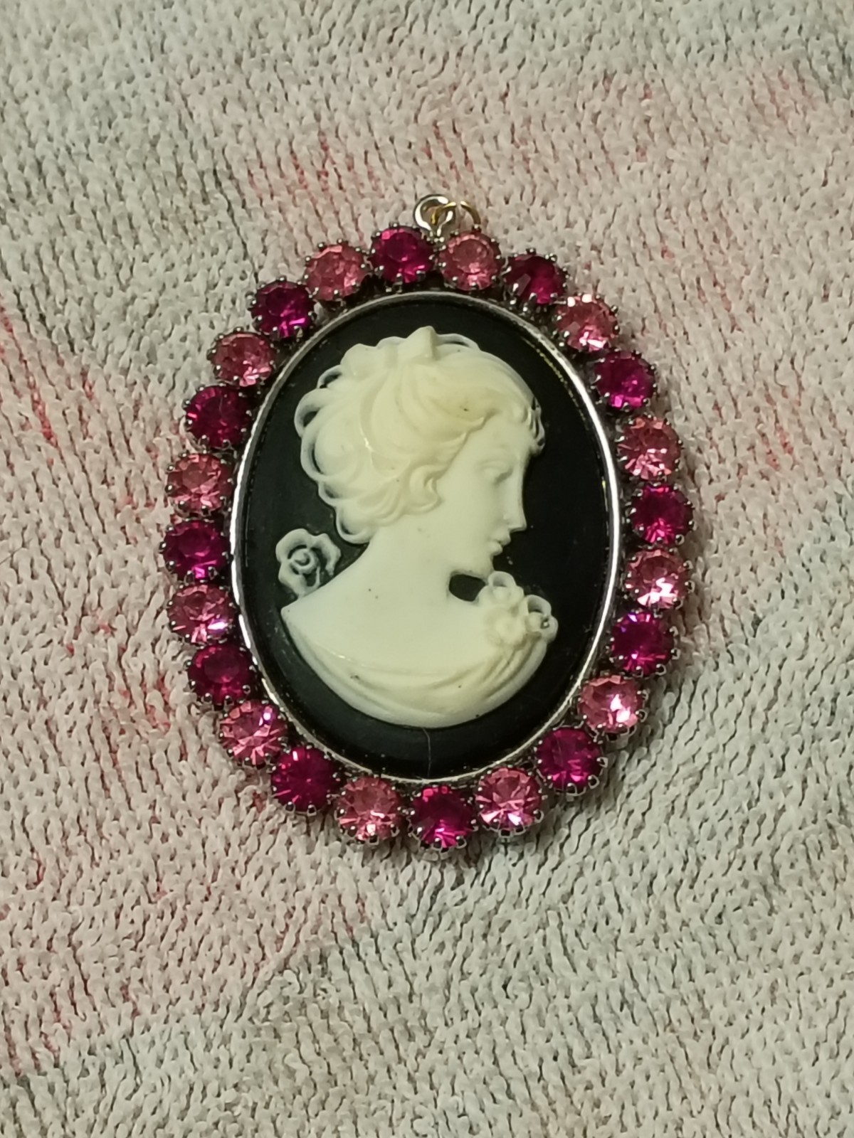 Tarina Tarantino Pink & Purple Crystals Cameo Pendant