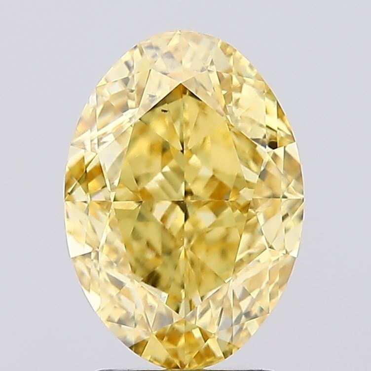 Lab Grown Oval 3.10 Cts Fancy Vivid Yellow VS2 IGI Certified CVD Diamond