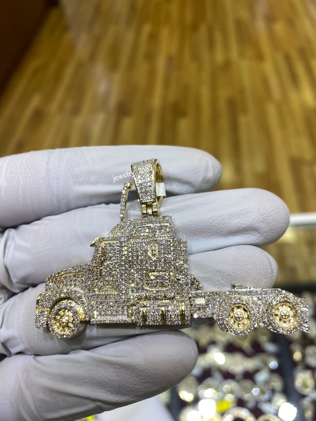 Unique Style Gift 3 Inch Big Rig Truck Real Moissanite Pendant In Real 925Silver