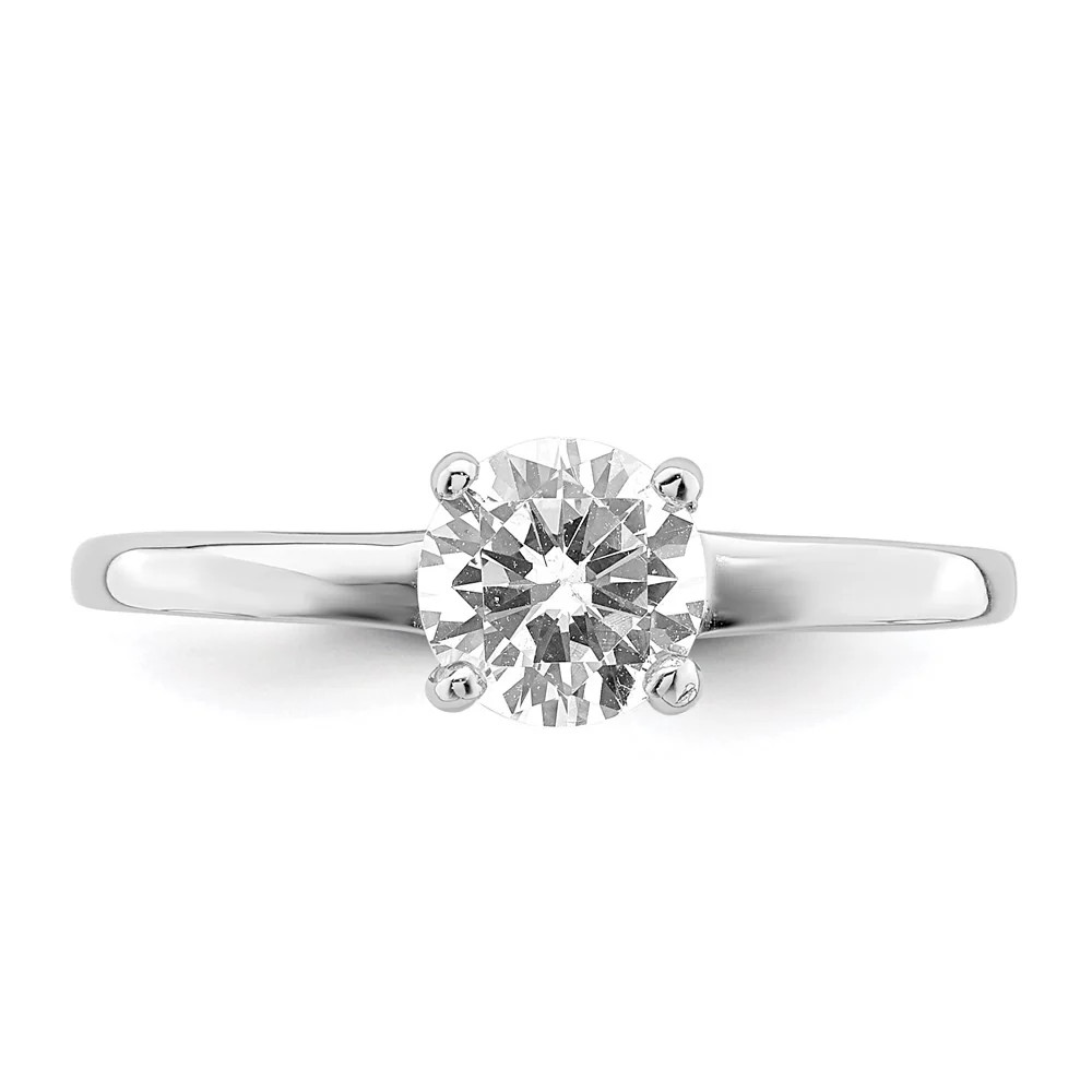 Sterling Silver Rhodium-Plated Solitaire Round CZ Ring