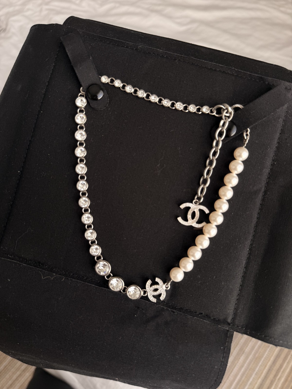 Chanel Choker Necklace With Crystal And Freshwater Pearls