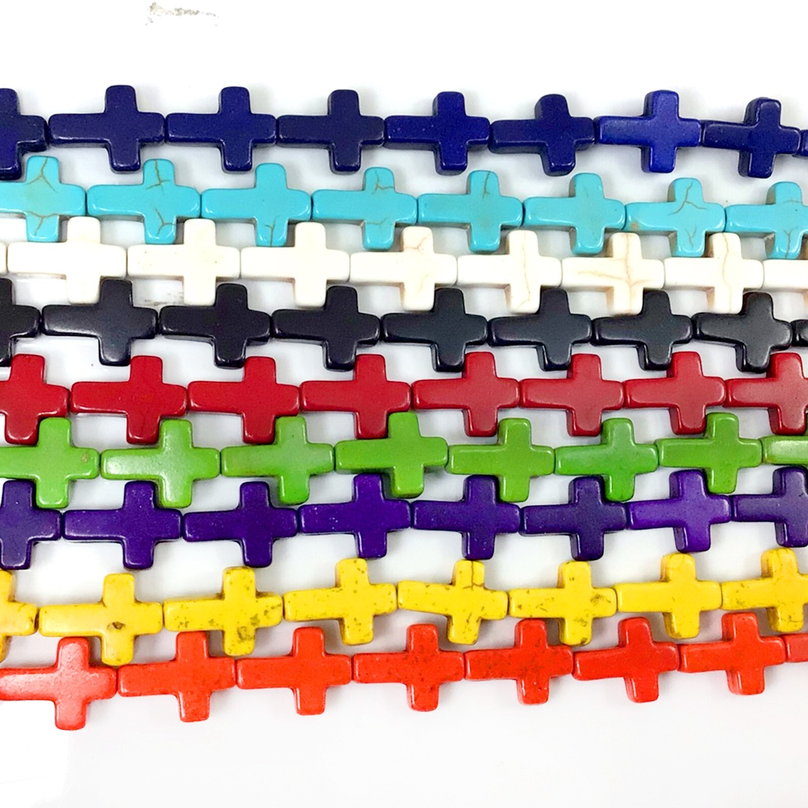 Cross Beads 10color Blue Turquoise Howlite 15″ strand Yellow Black Orange Orange