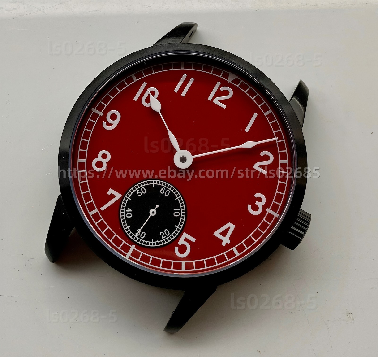 MARINEWATCH KIT FOR ETA 6498-1, 316L ST. STEEL CASE PVD, RED ENAMEL DIAL, WHITE