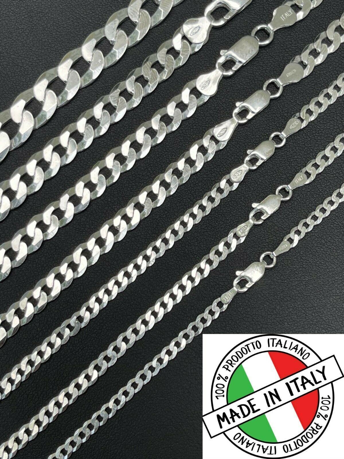 REAL Solid 925 Silver Flat Miami Curb Cuban Link Chain Necklace 3-11mm 16-30″