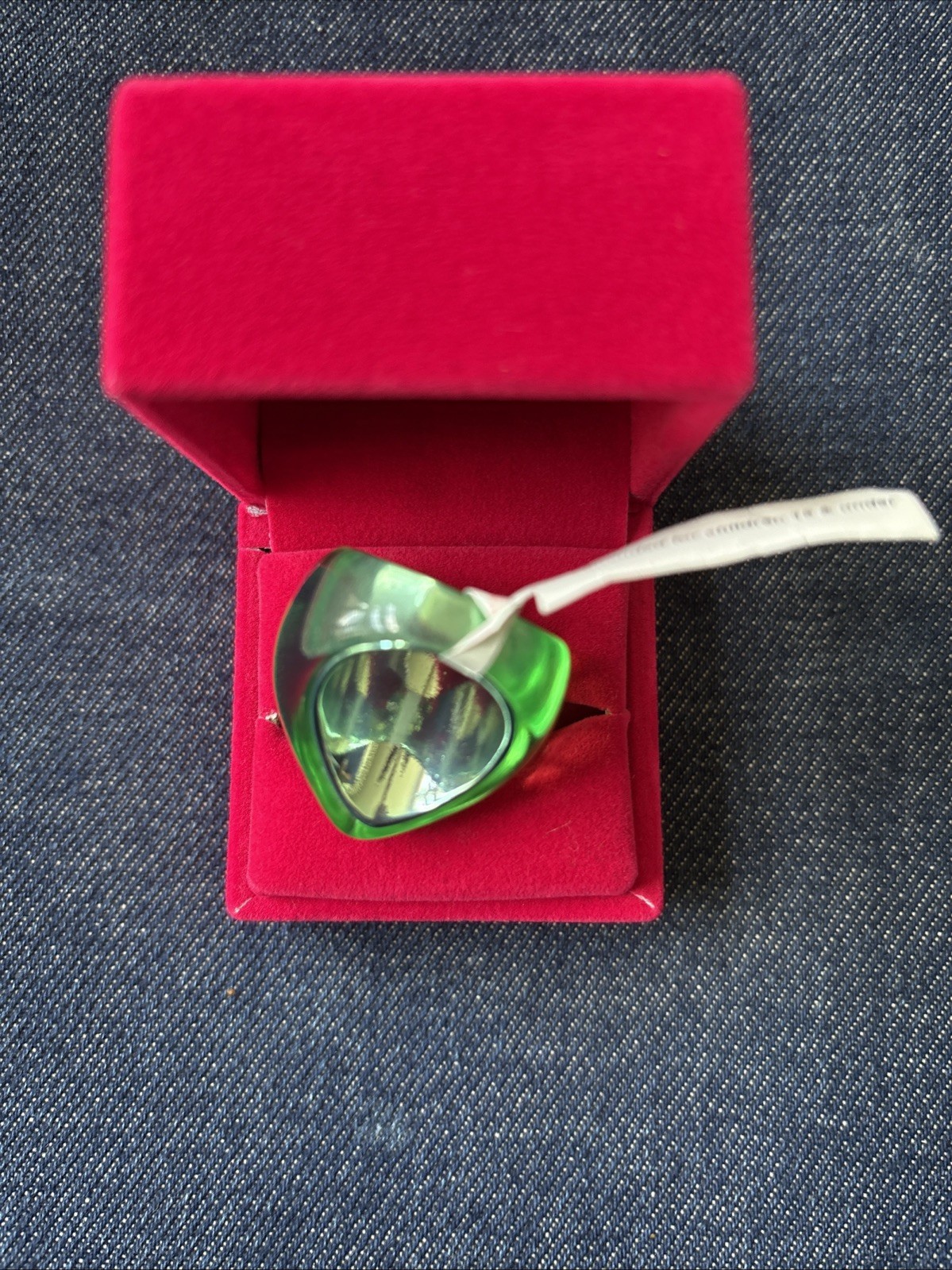 Kurt Geiger London Heart Jelly Eagle Cocktail Ring Green Size -8 New