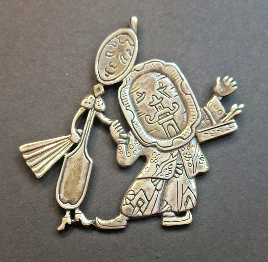 VTG 1995 MFA Dish & Spoon Pendant in 925 Sterling Silver, 27gr, Fine Collectible