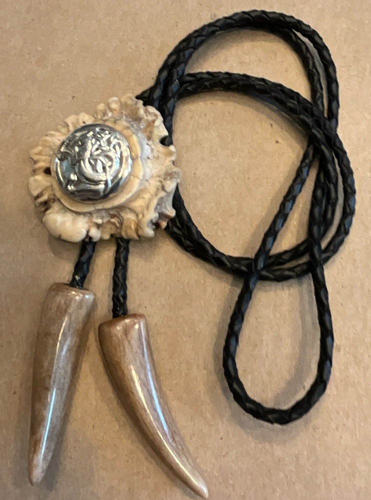 Men’s Adjustable Bolo Tie Black Leather Cord Silver-Tone Concho Western