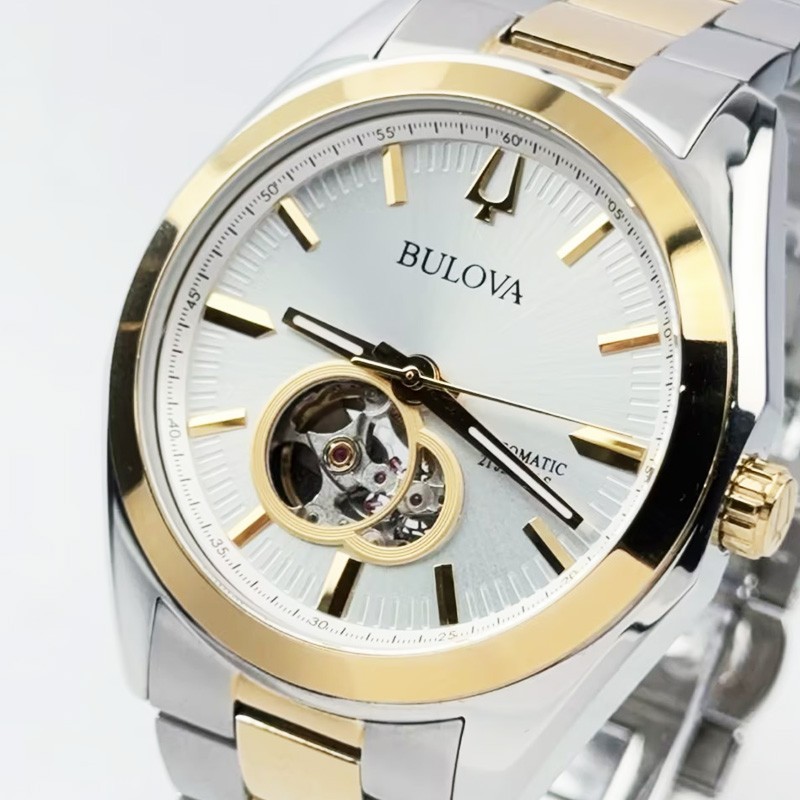Bulova Surveyor 98A284 Gold Silver Tone Dial Men’s Automatic Watch 42mm