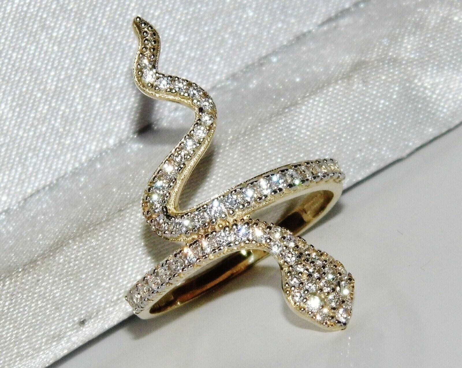 Lab Created 2Ct Round Diamond Snake Engagement Band Ring 14K Yellow Gold Plated