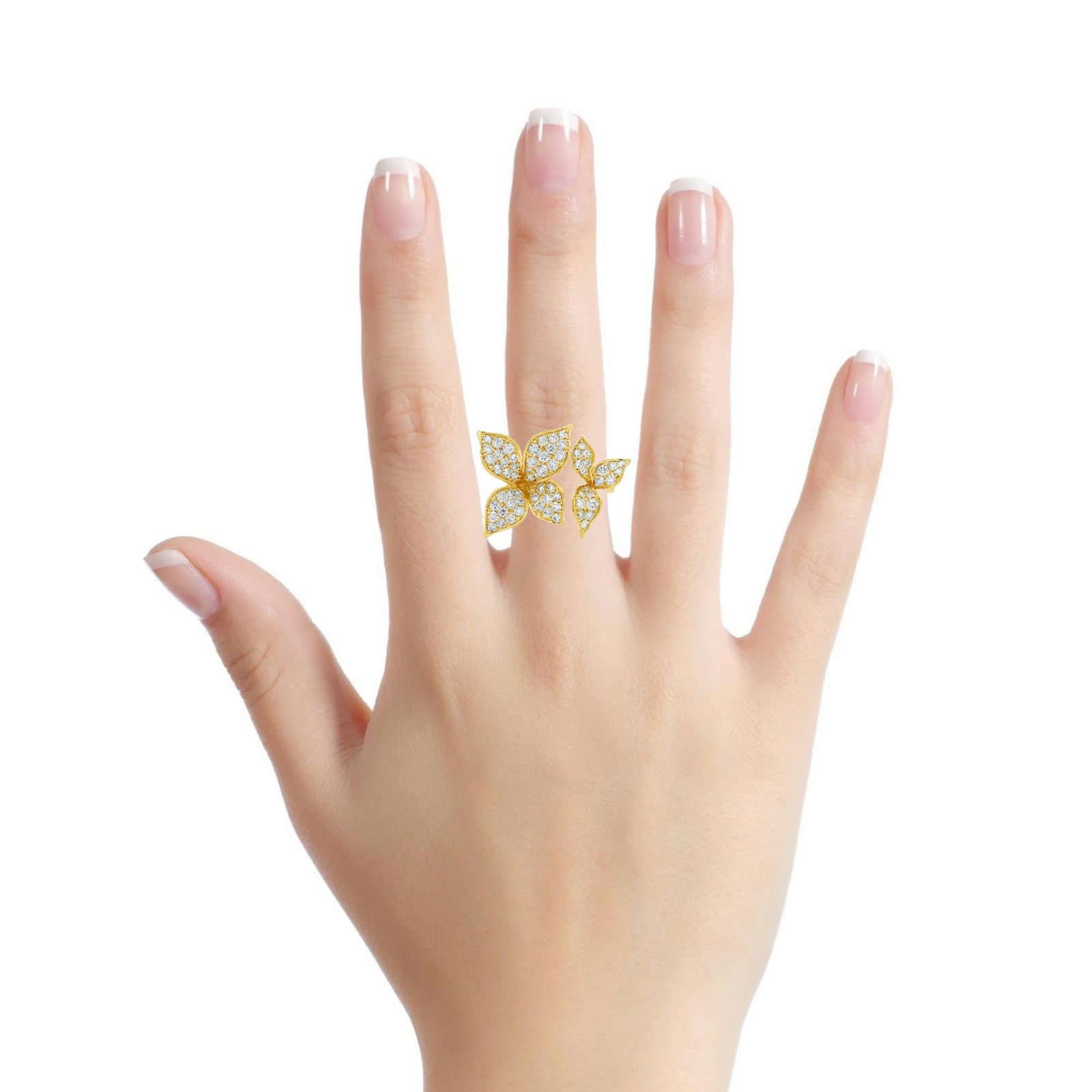 1.35ct Natural 68-Diamond Ring, 14k Multi-Tone Gold, Size 7