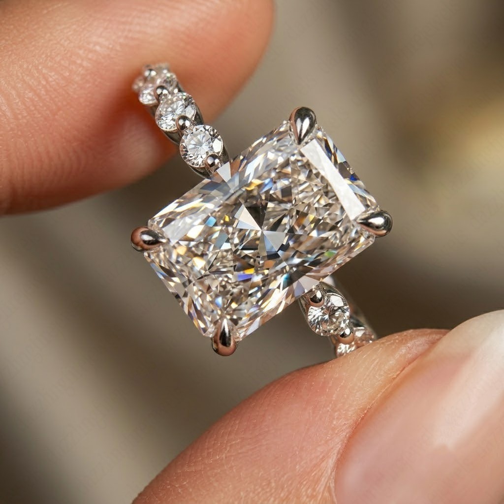 IGI 2.0Ct Radiant Cut E VVS2 Lab Grown Diamond Engagement Ring in 14K White Gold