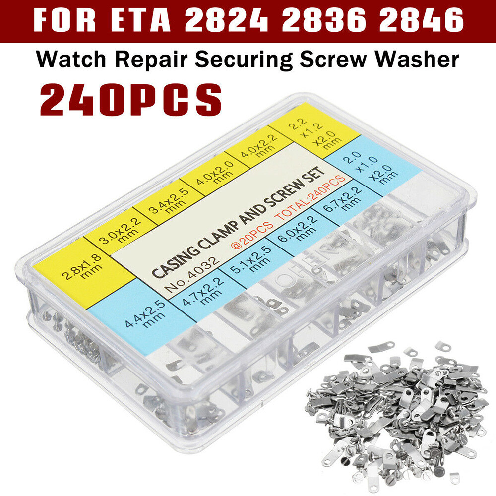 240Pcs Watch Casing Clamp Movement Adapter Securing Screw Washer Repair For ETA
