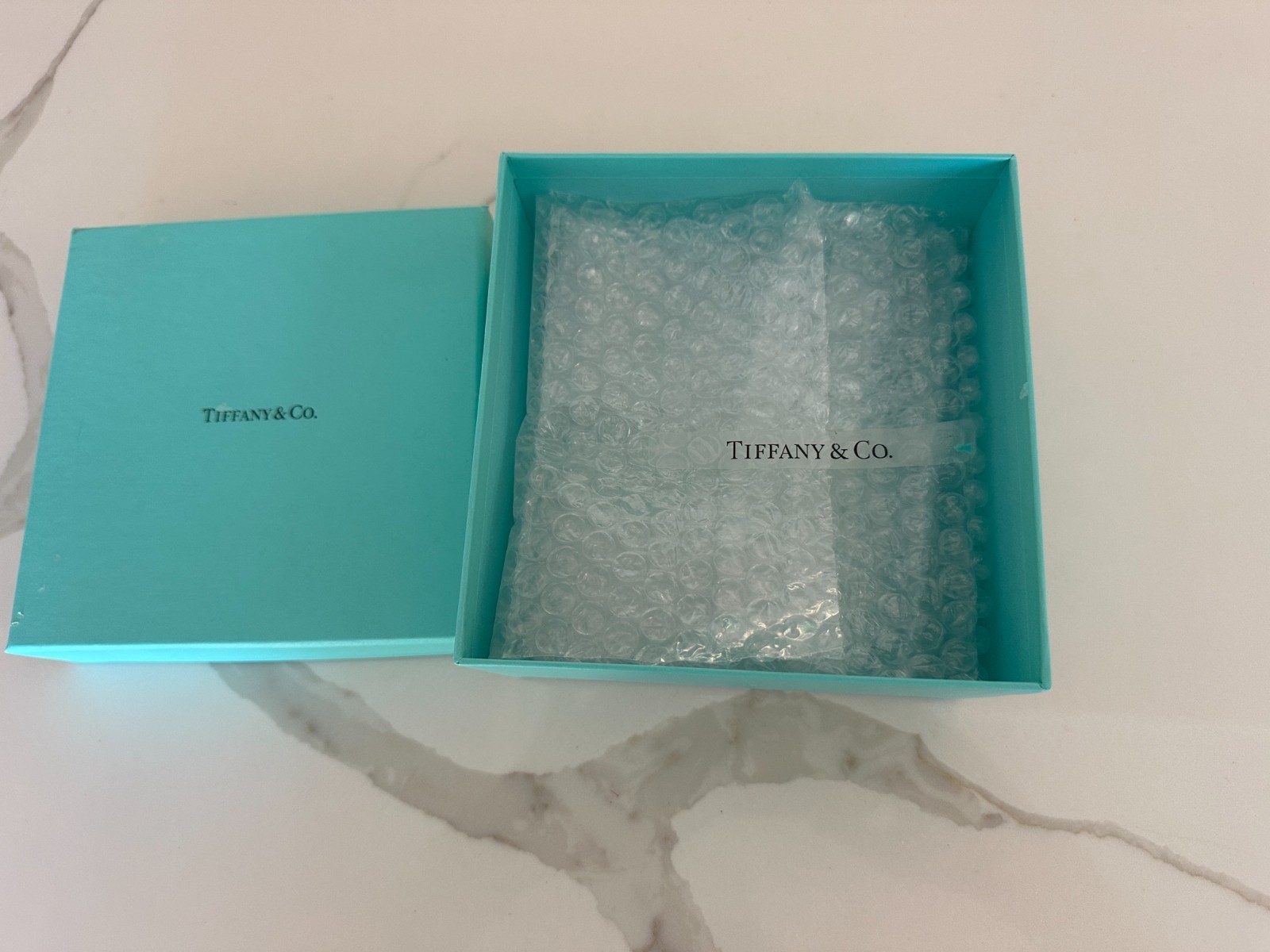 Tiffany & Co. Empty Gift Box Approx. 6”x6”x3.5” With Tissue Paper & Bubble Wrap