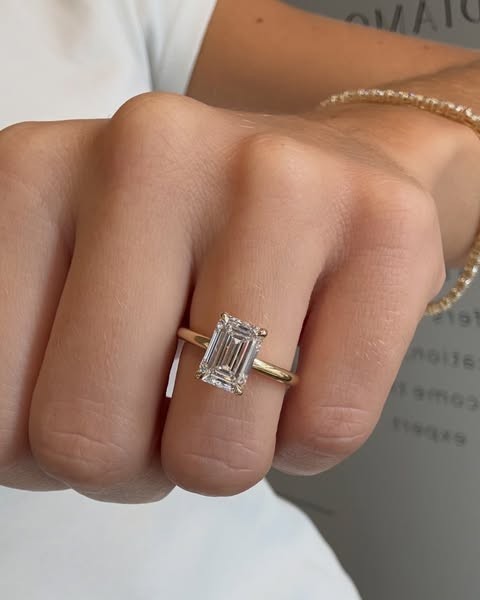 Forever in Luxury 3.75 Ct Emerald Lab Grown Diamond Ring Solid 14K Yellow Gold