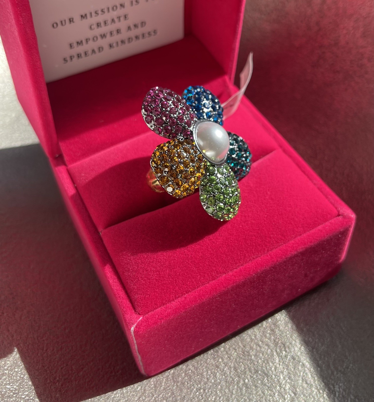 Kurt Geiger Multi-Color Rainbow Flower Ring Size 7 NWT