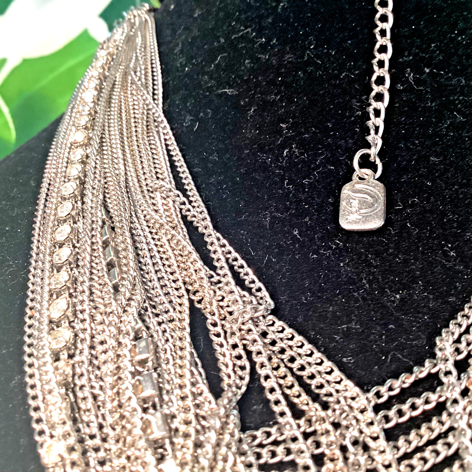 You and i 30 “Silver Tone Multi Layered Clear Crystal Statement Chain Necklace