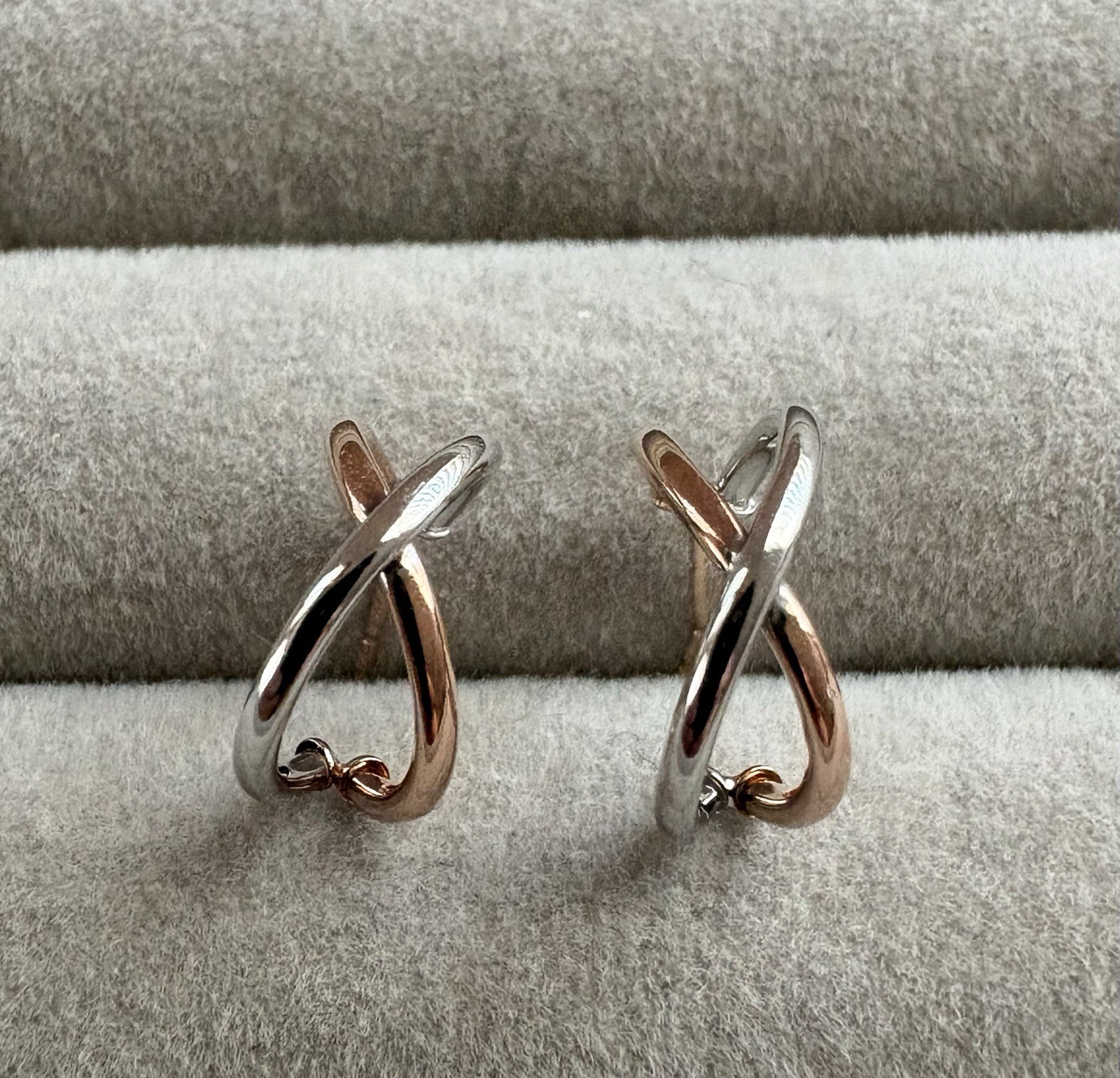 2 Prs. 10K Yellow White Rose Gold Signed RL Pierced Post Hoop Ball Stud Earrings