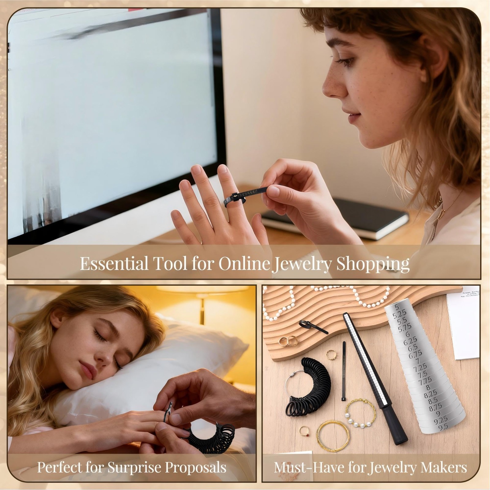Bracelet & Ring Size Measuring Tool Kit – Mandrel & Finger Sizers, US Sizes 1-17