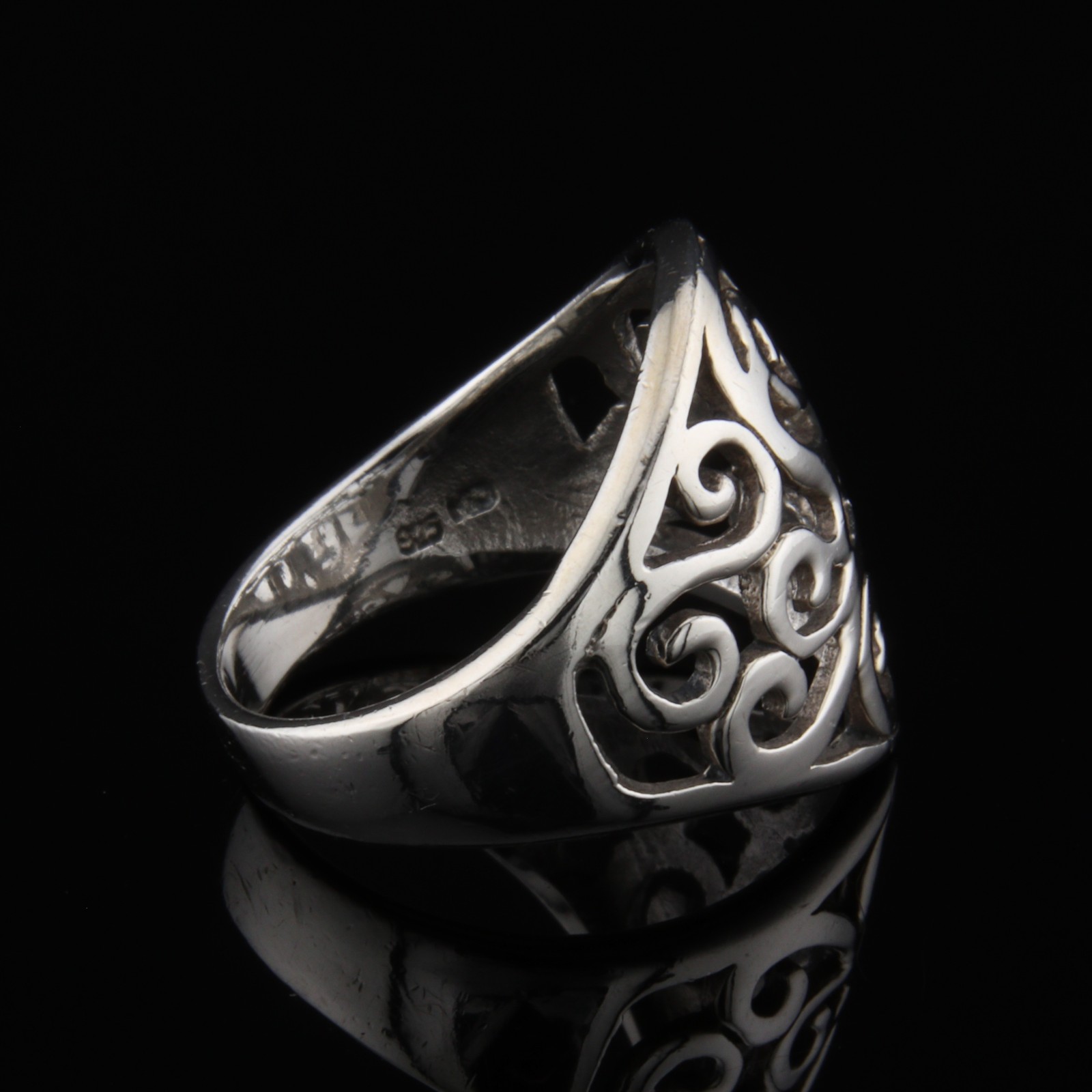 Sterling Silver Scroll Statement Ring Size 6.5