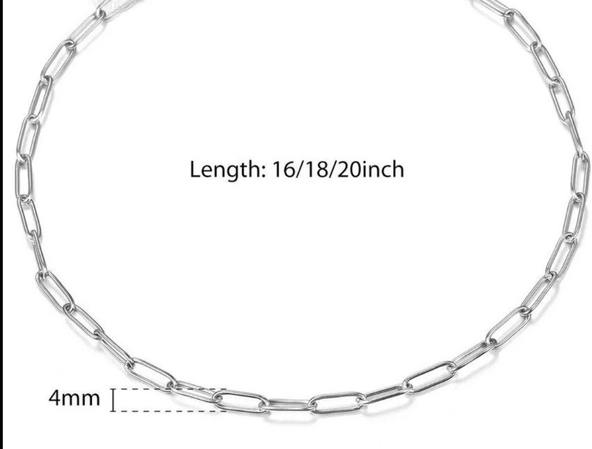 Silver Stainless 4mm Paperclip Cable Link 18” Chain Necklace NEW