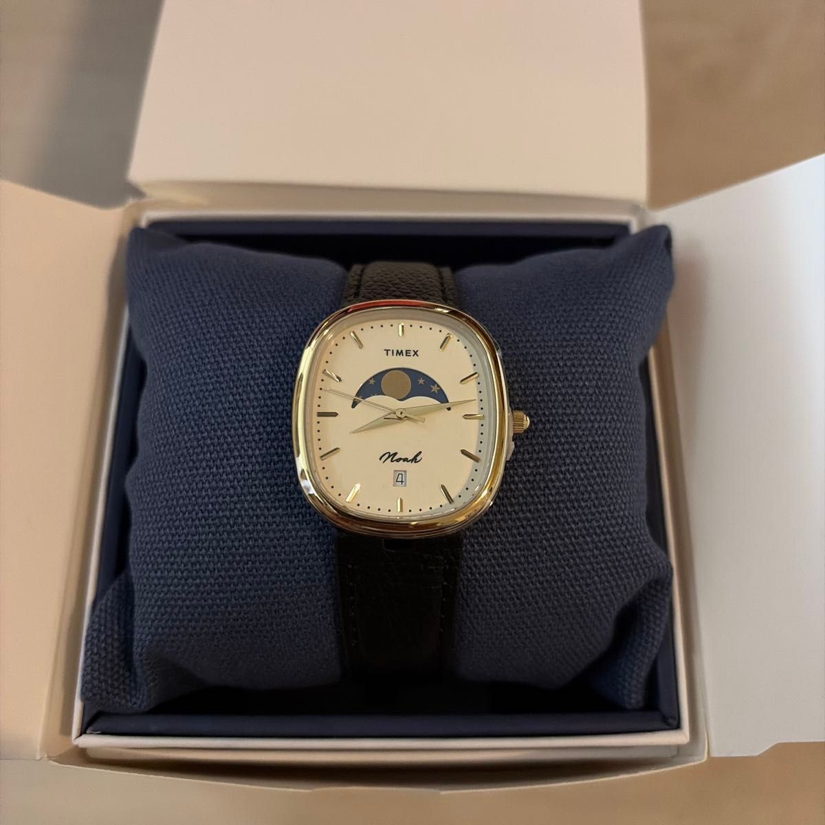 Noah x Timex Oval Moon Phase Watch Black/Gold Leather Strap New